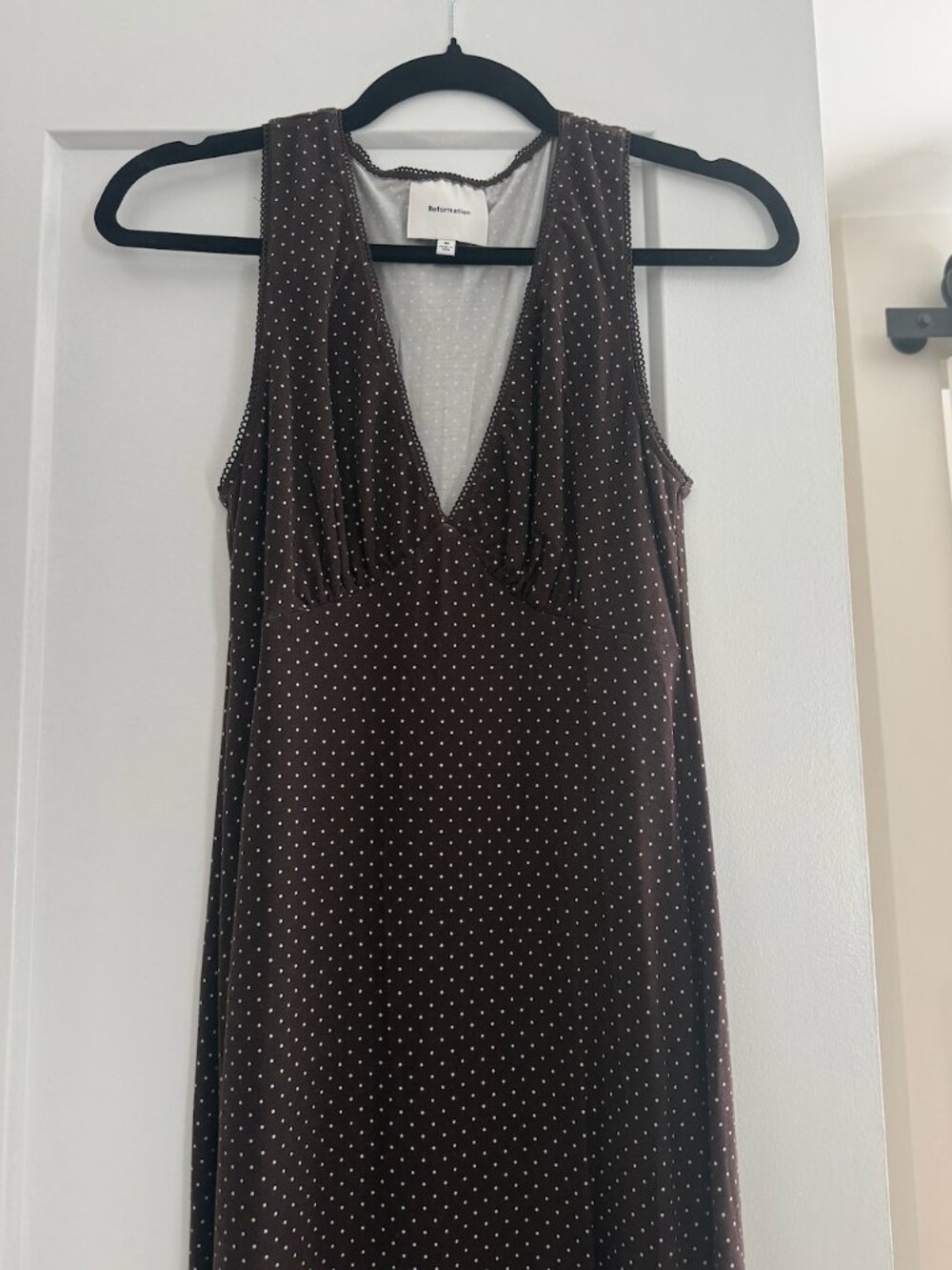 NWOT Reformation Brown Polka Dot Maxi Dress